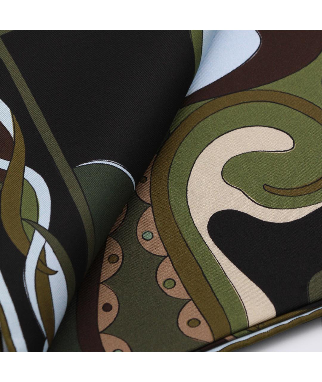 EMILIO PUCCI Хаки шелковый шарф, фото 2