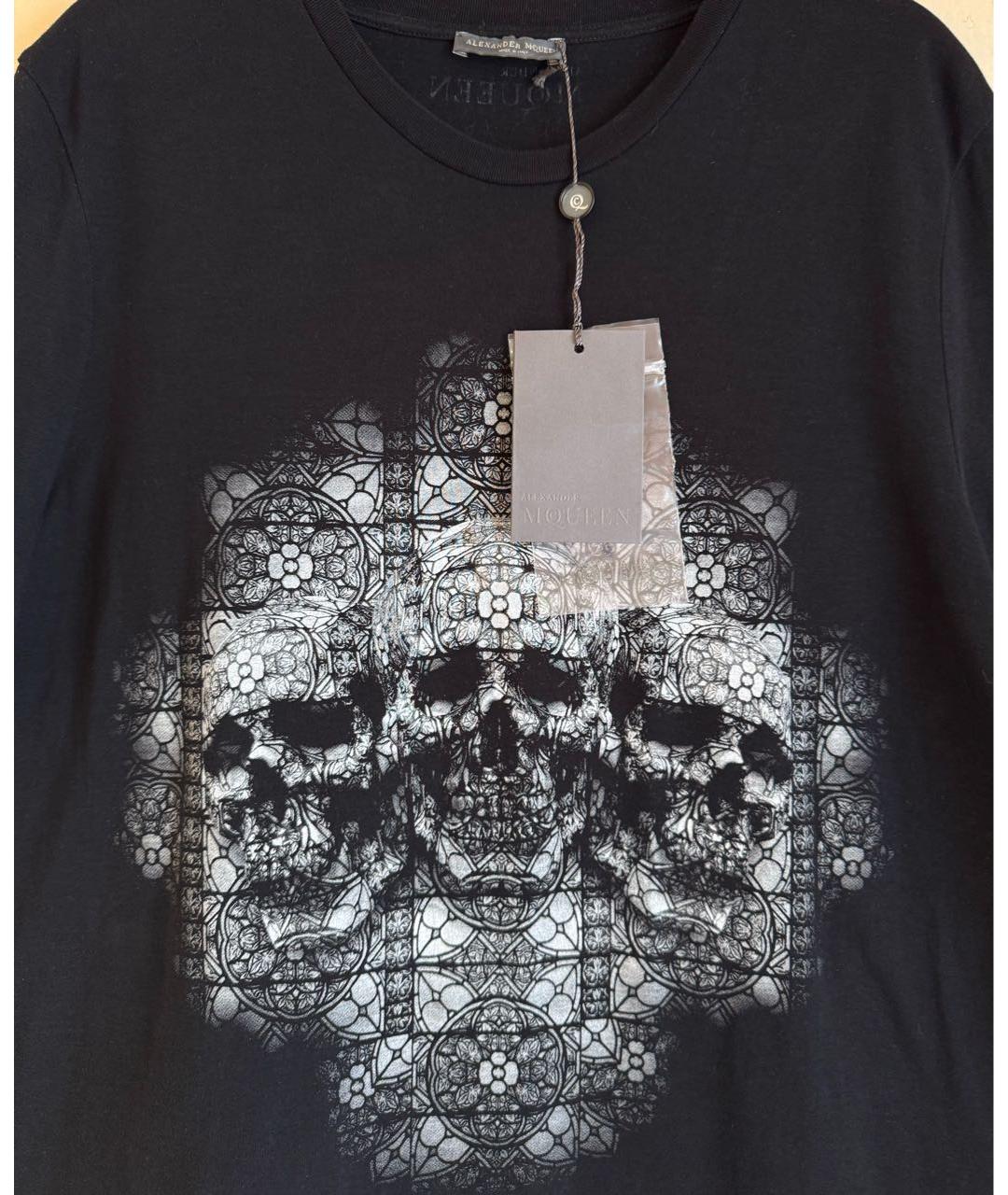 ALEXANDER MCQUEEN Черная хлопковая футболка, фото 2
