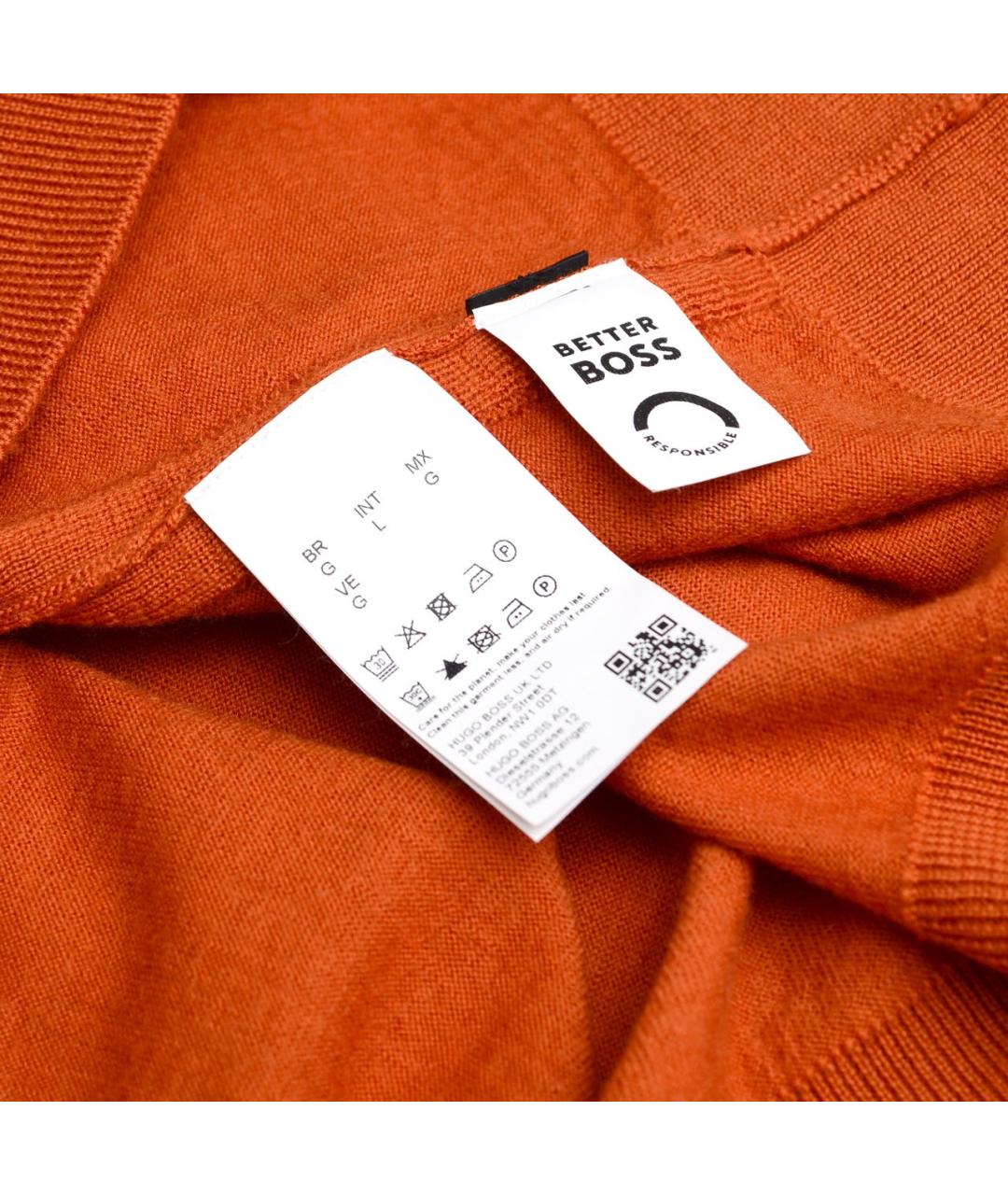 HUGO BOSS Оранжевый шерстяной джемпер / свитер, фото 5
