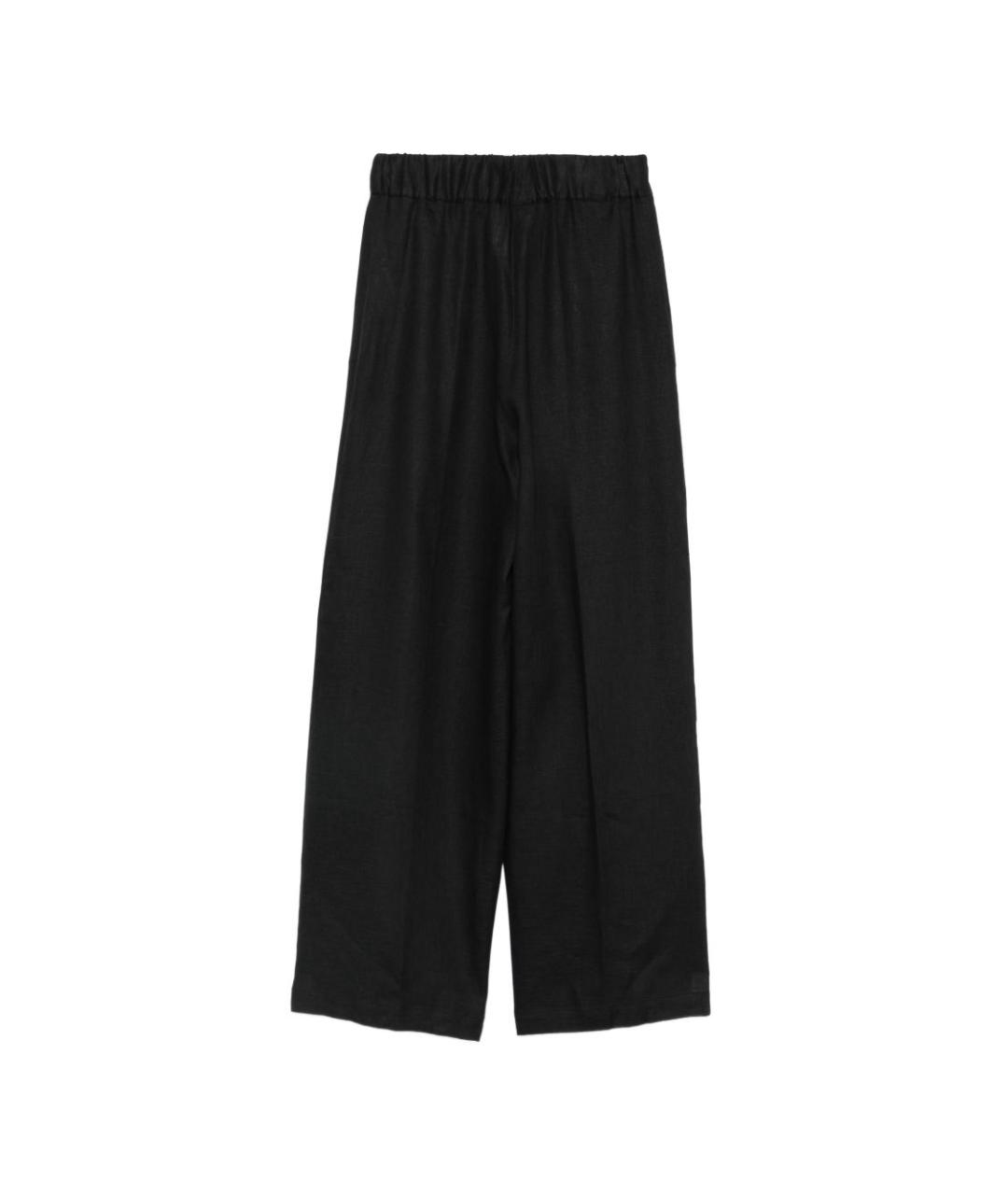 SEMICOUTURE Черные льняные прямые брюки, фото 2