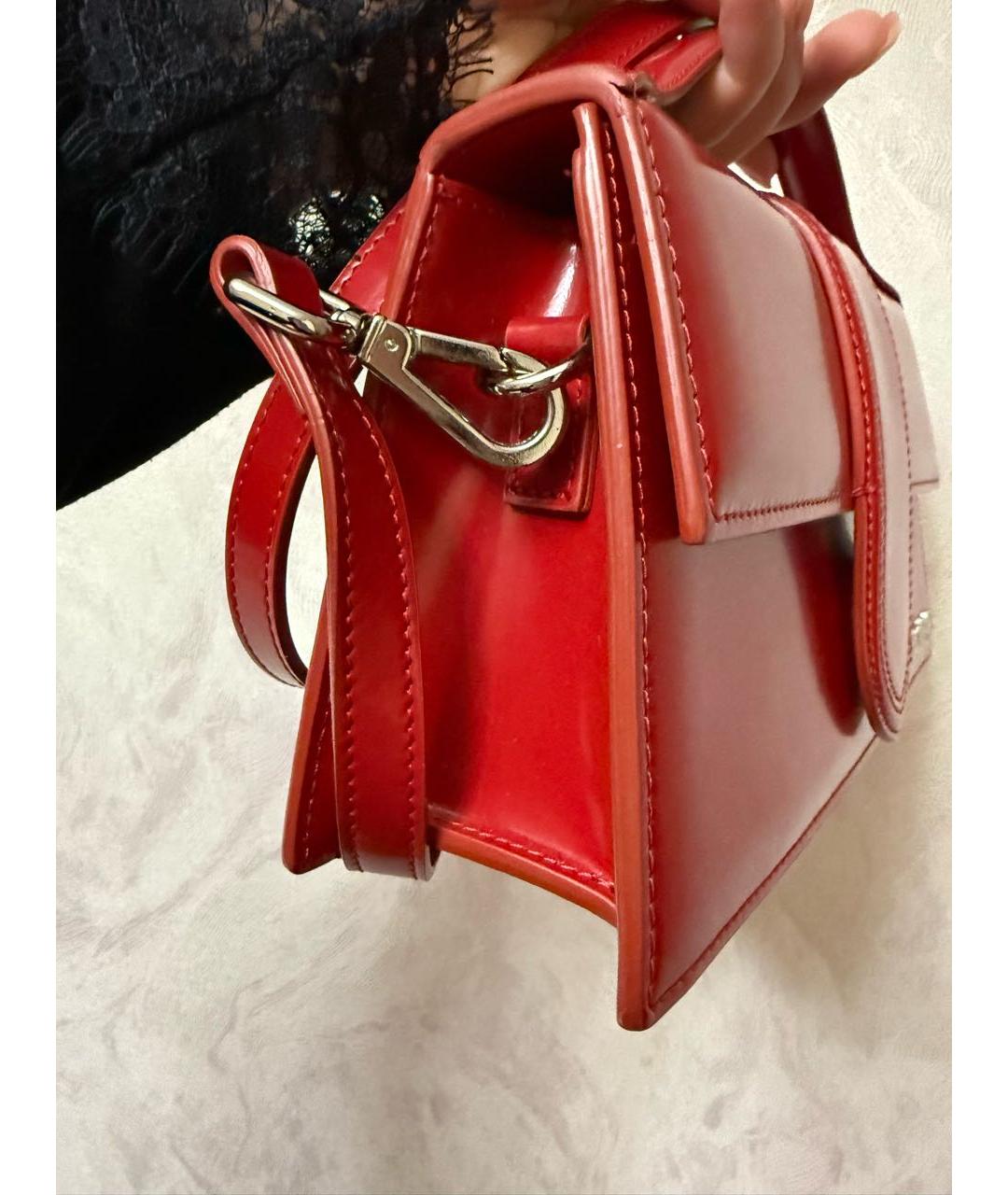 JACQUEMUS Красная сумка с короткими ручками из лакированной кожи, фото 7