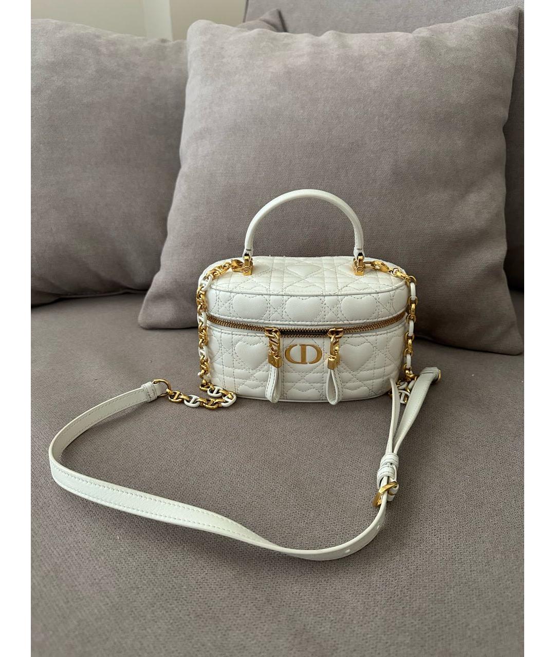 CHRISTIAN DIOR Белая кожаная сумка через плечо, фото 5