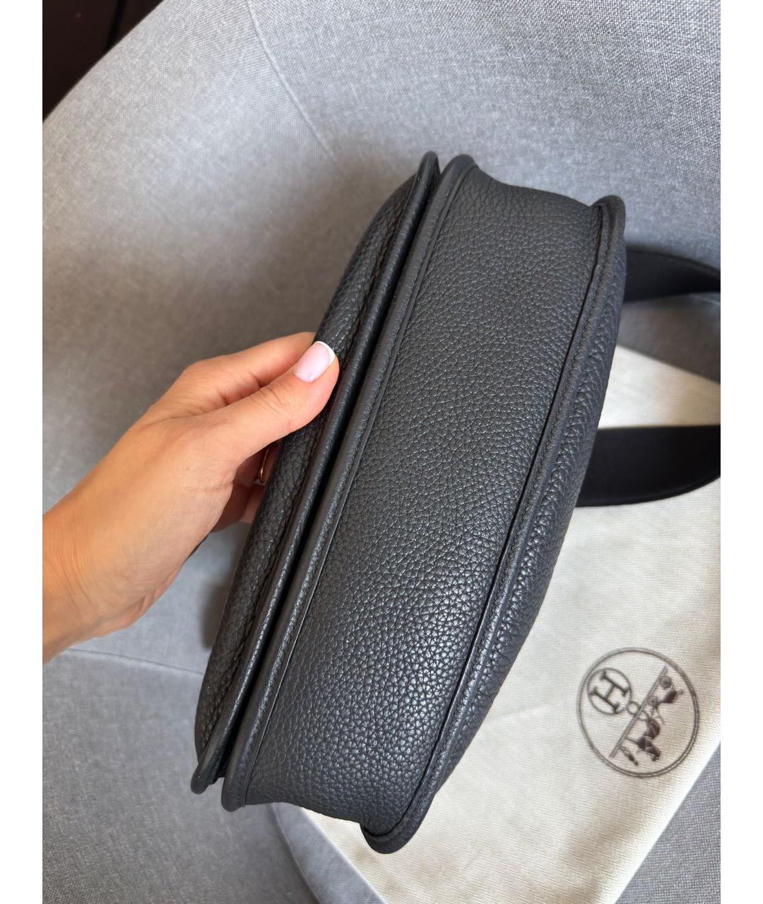 HERMES Темно-синяя кожаная сумка через плечо, фото 4