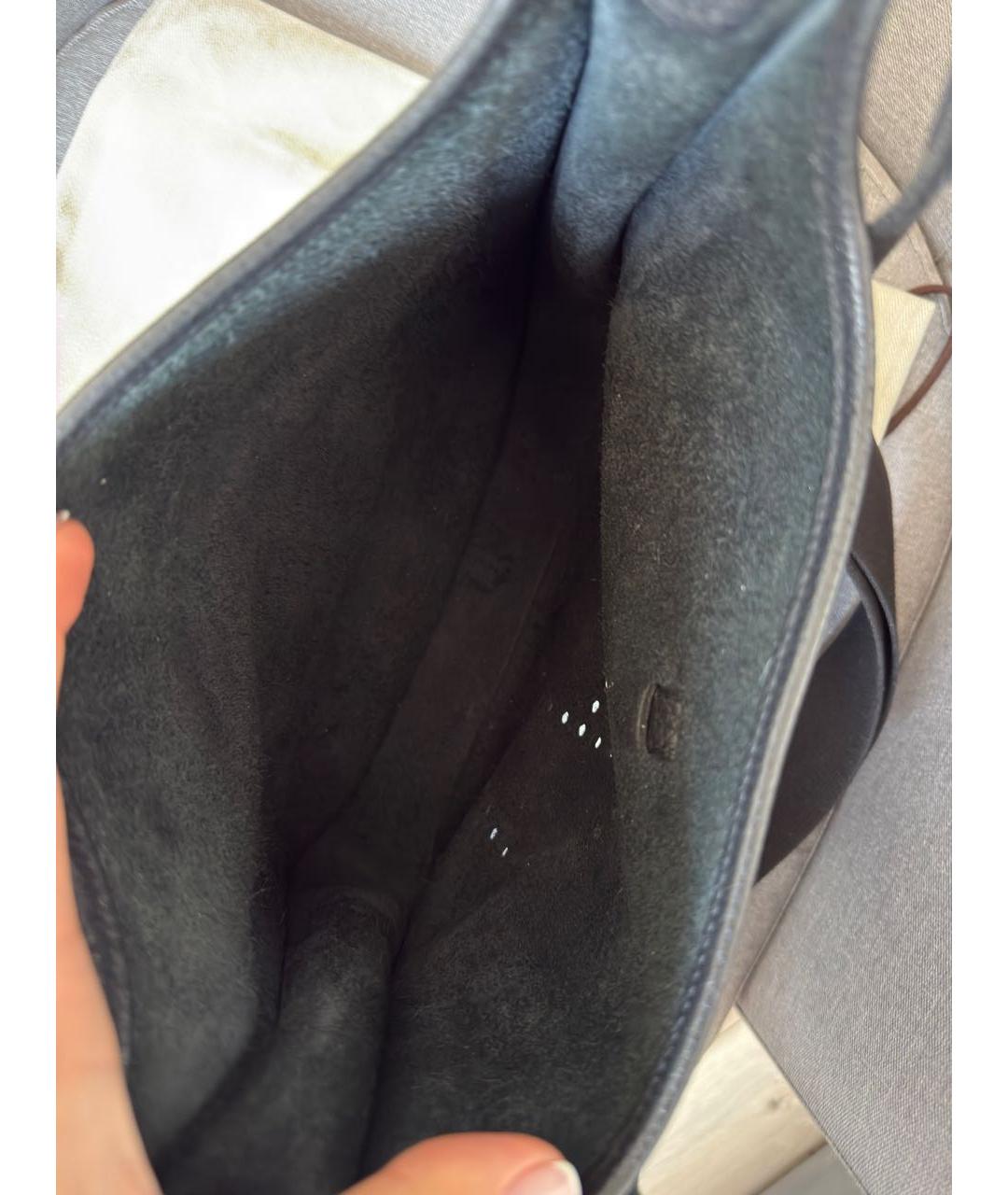 HERMES Темно-синяя кожаная сумка через плечо, фото 6