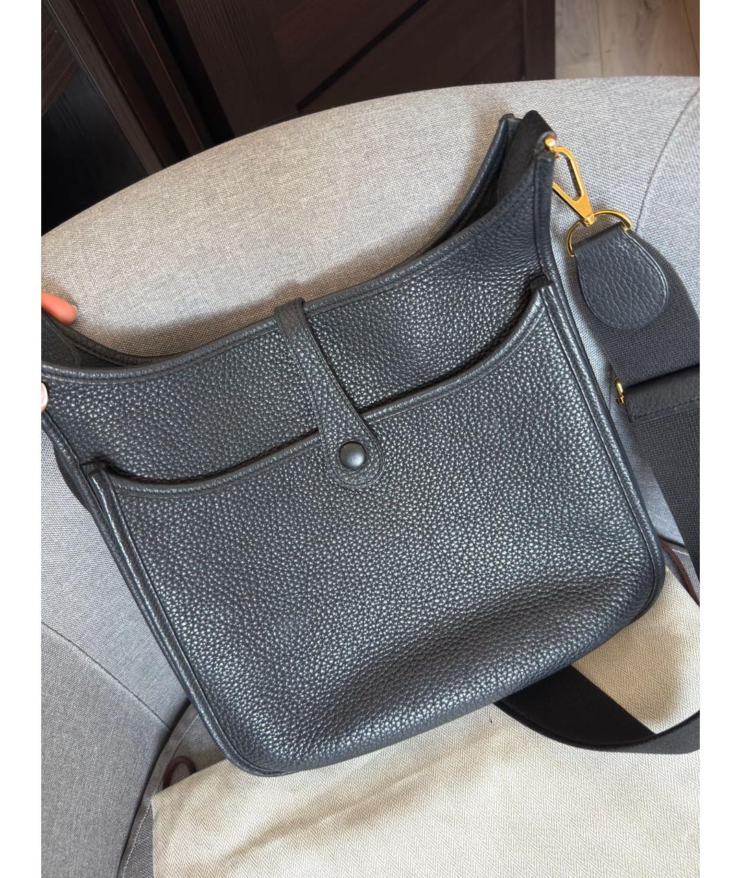 HERMES Темно-синяя кожаная сумка через плечо, фото 7