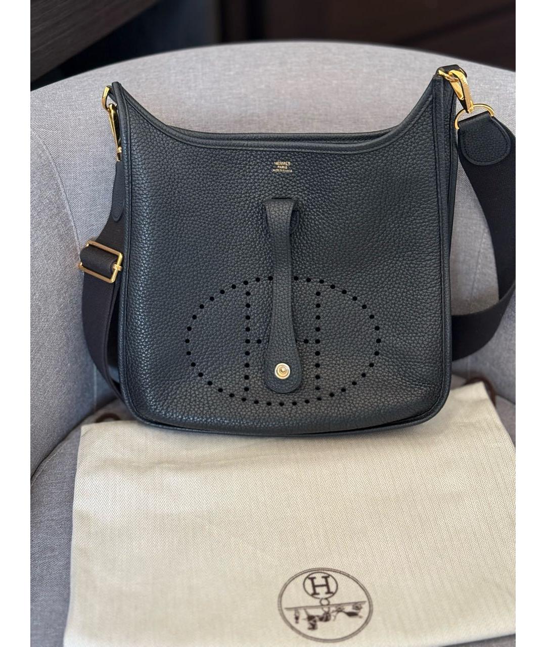 HERMES Темно-синяя кожаная сумка через плечо, фото 2