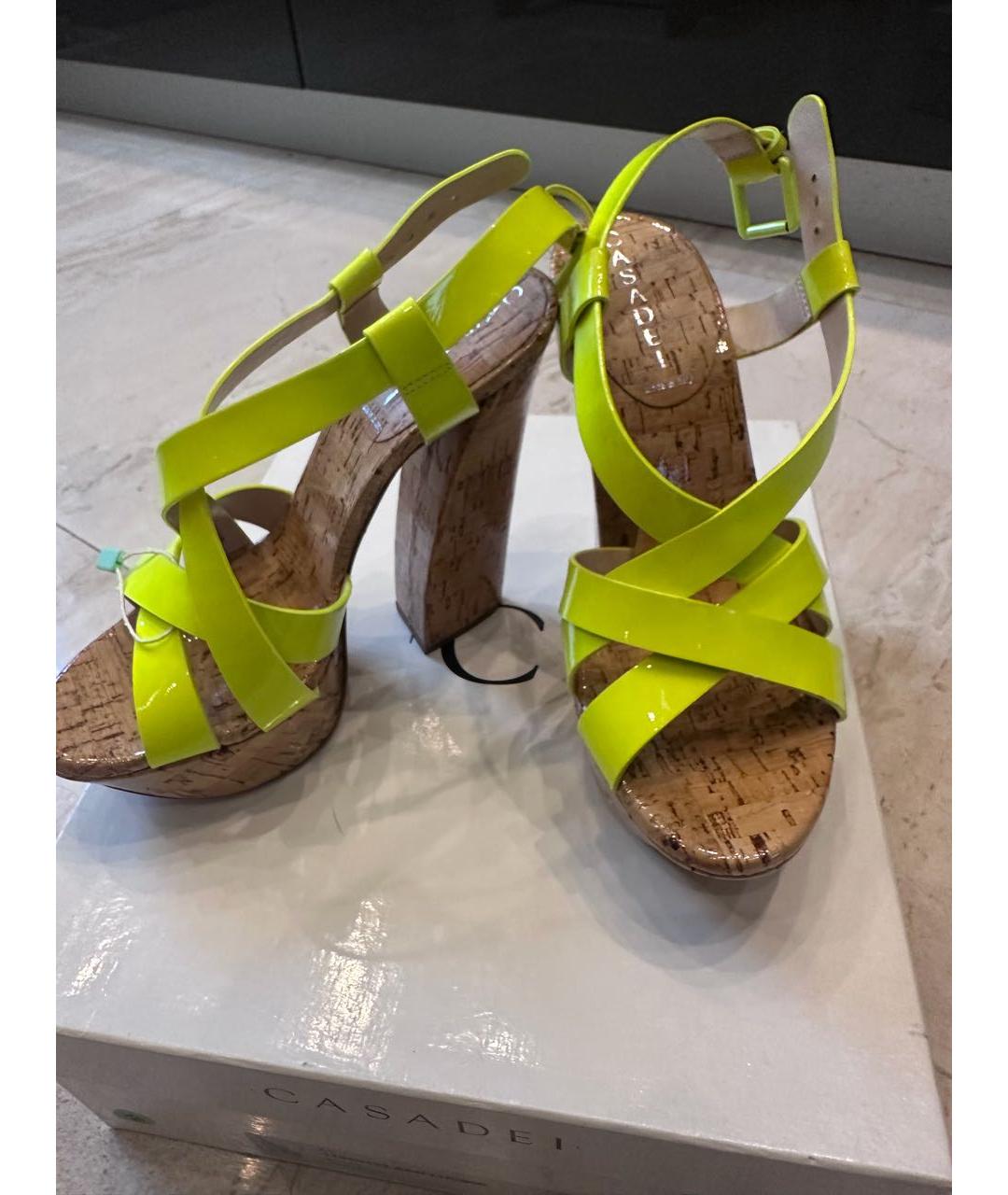 CASADEI Желтые босоножки, фото 7