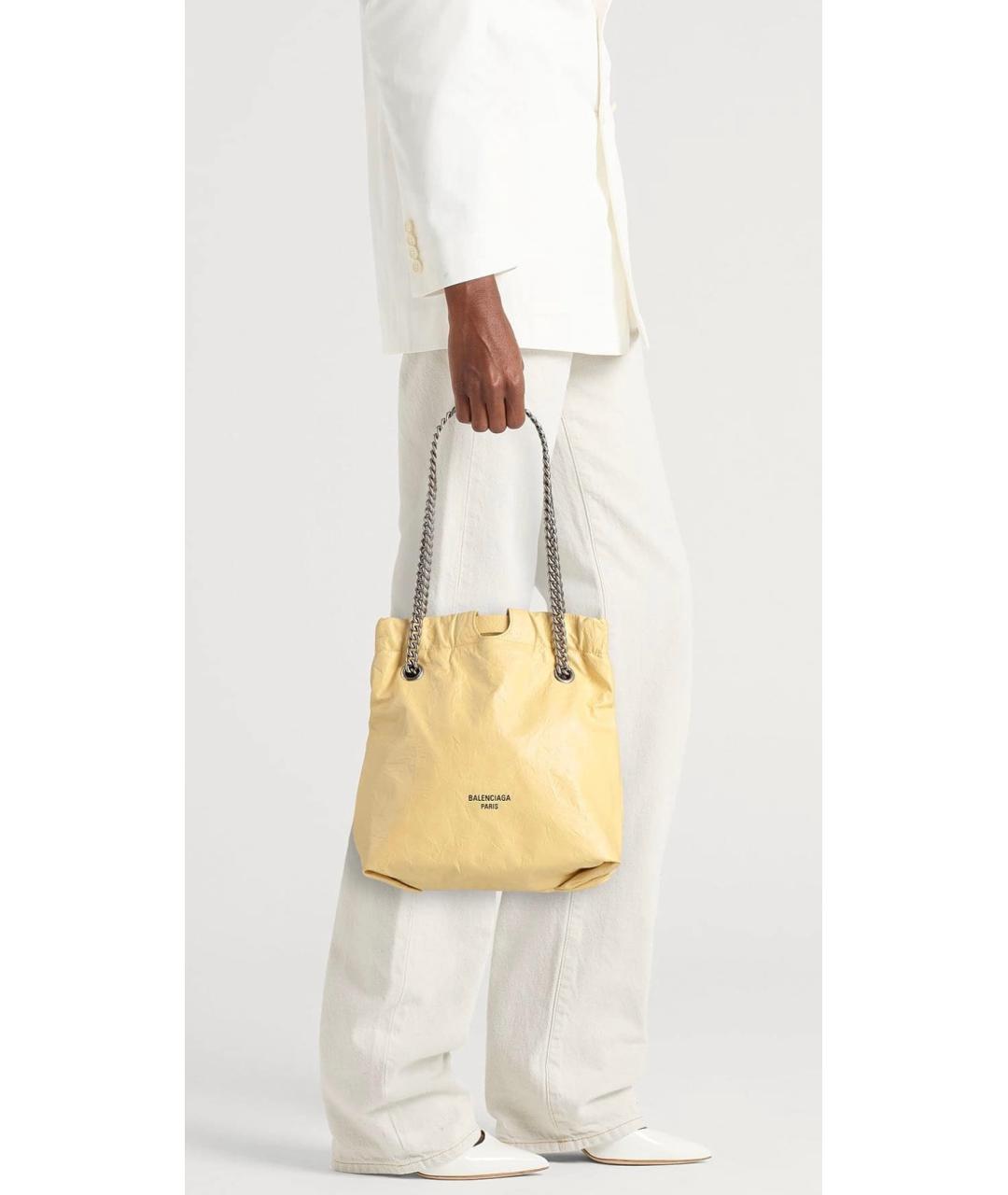 BALENCIAGA Бежевая кожаная сумка через плечо, фото 3