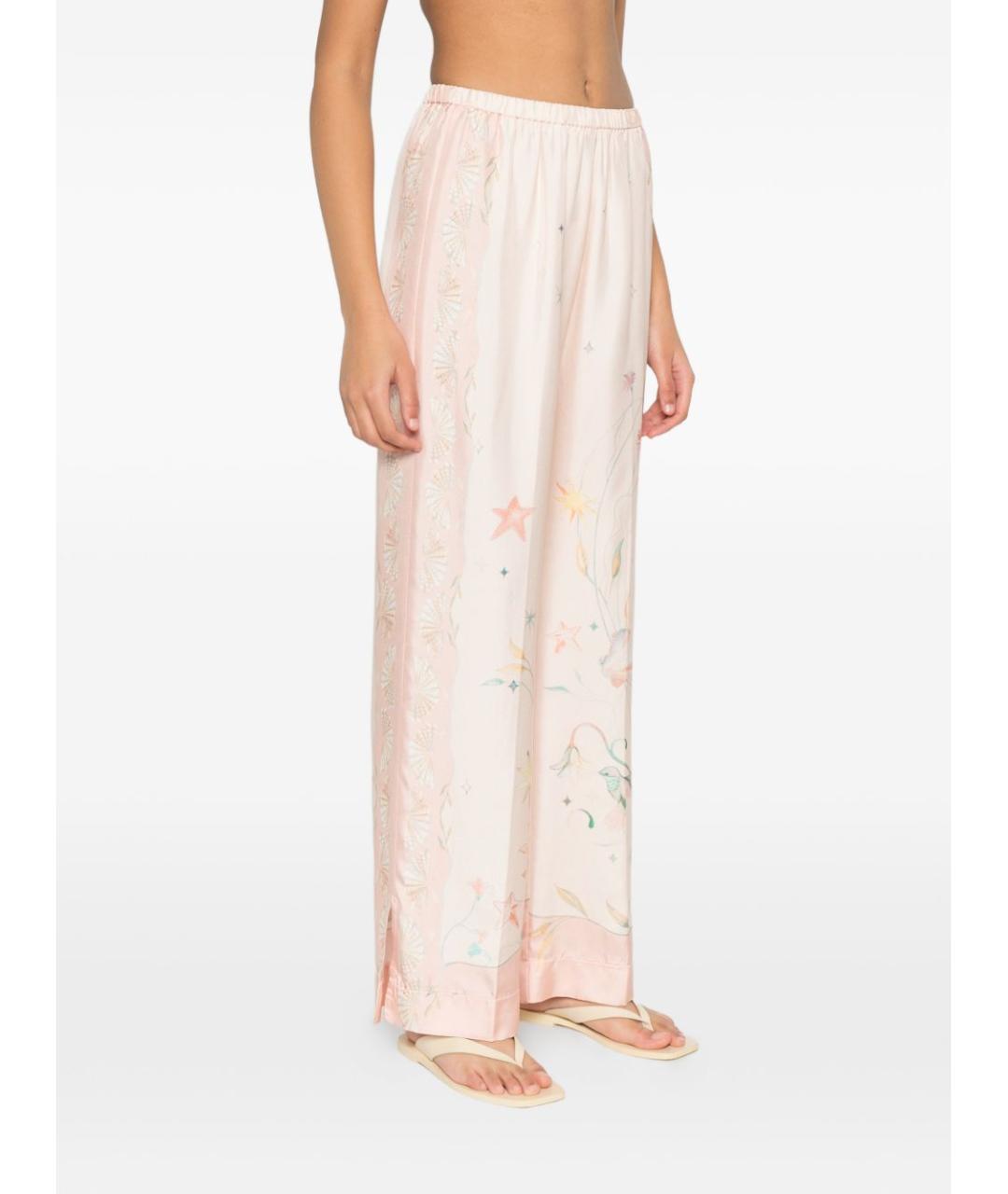 FORTE FORTE Розовые шелковые прямые брюки, фото 4