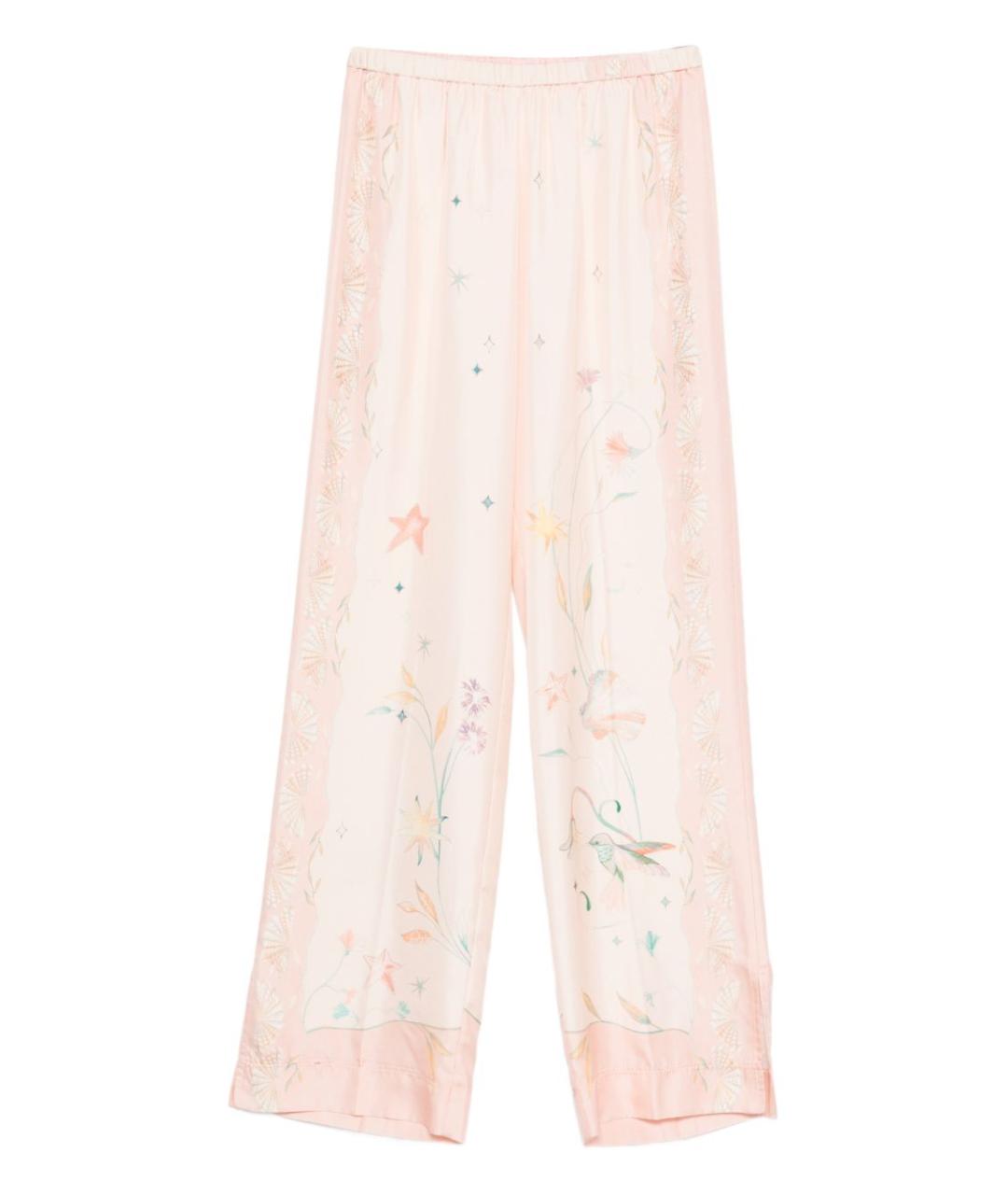 FORTE FORTE Розовые шелковые прямые брюки, фото 1