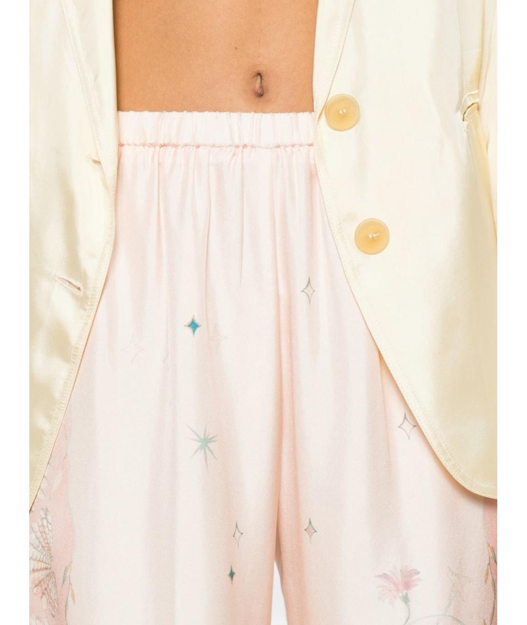 FORTE FORTE Розовые шелковые прямые брюки, фото 5