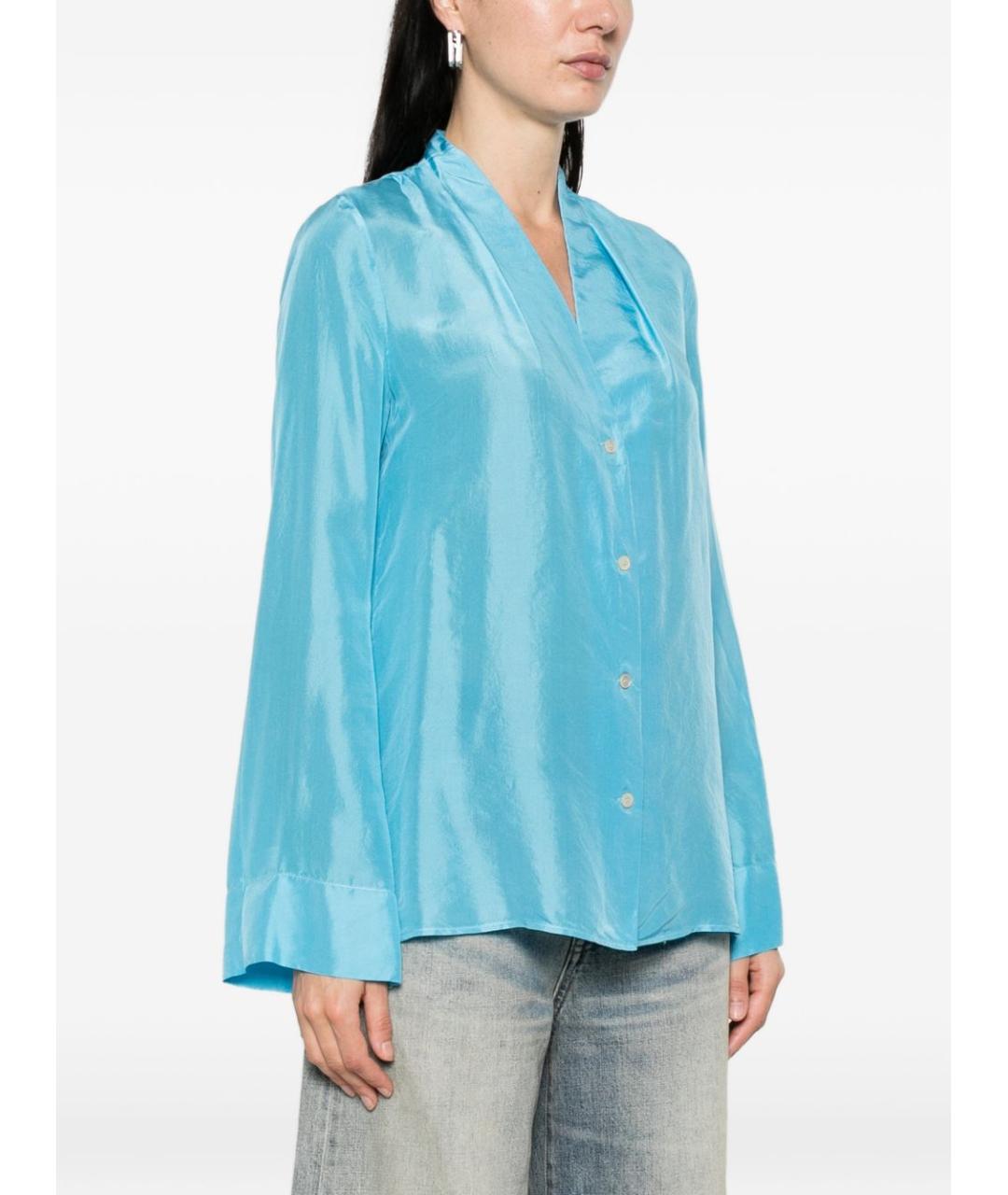 FORTE FORTE Синяя шелковая рубашка, фото 4