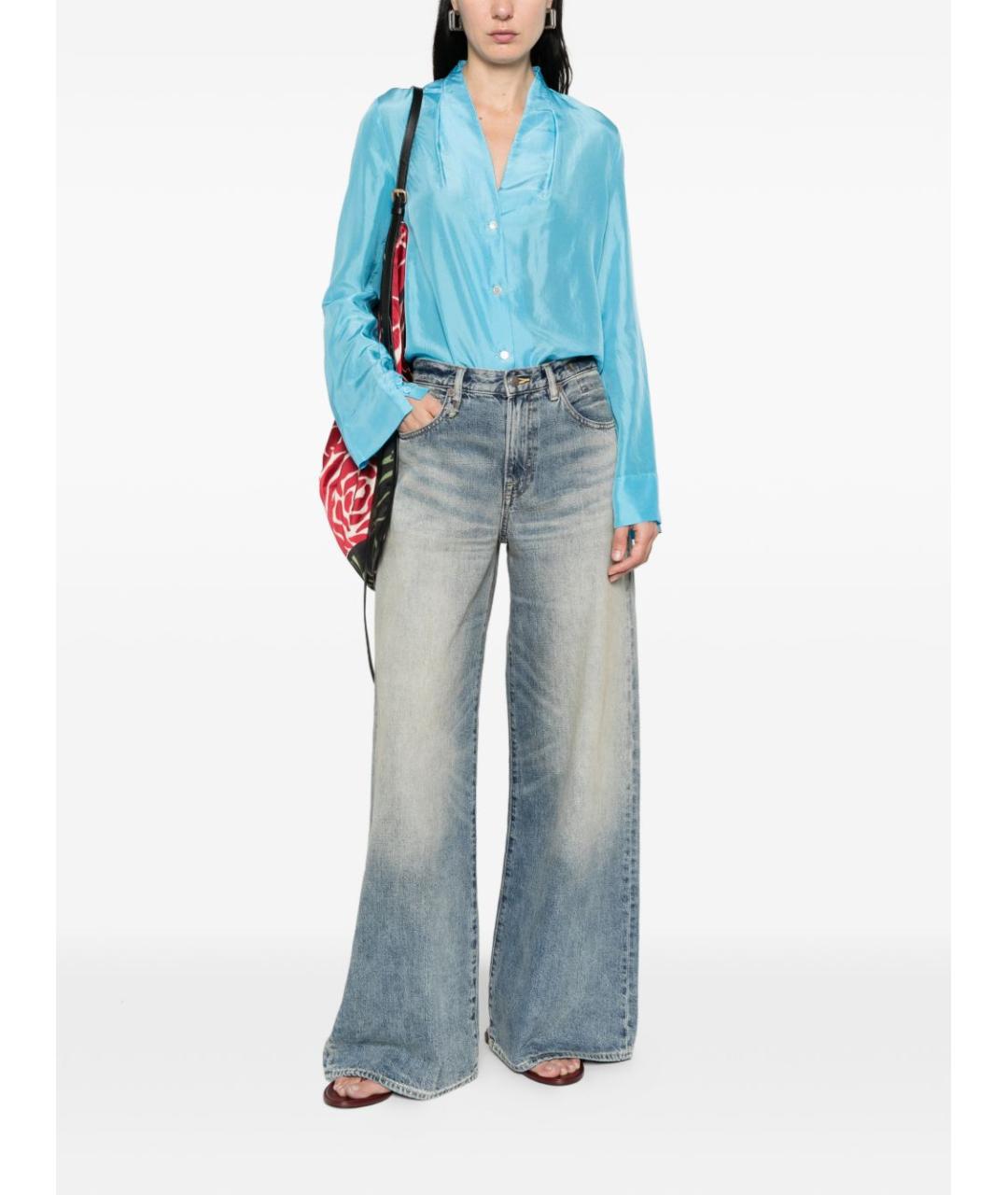 FORTE FORTE Синяя шелковая рубашка, фото 2