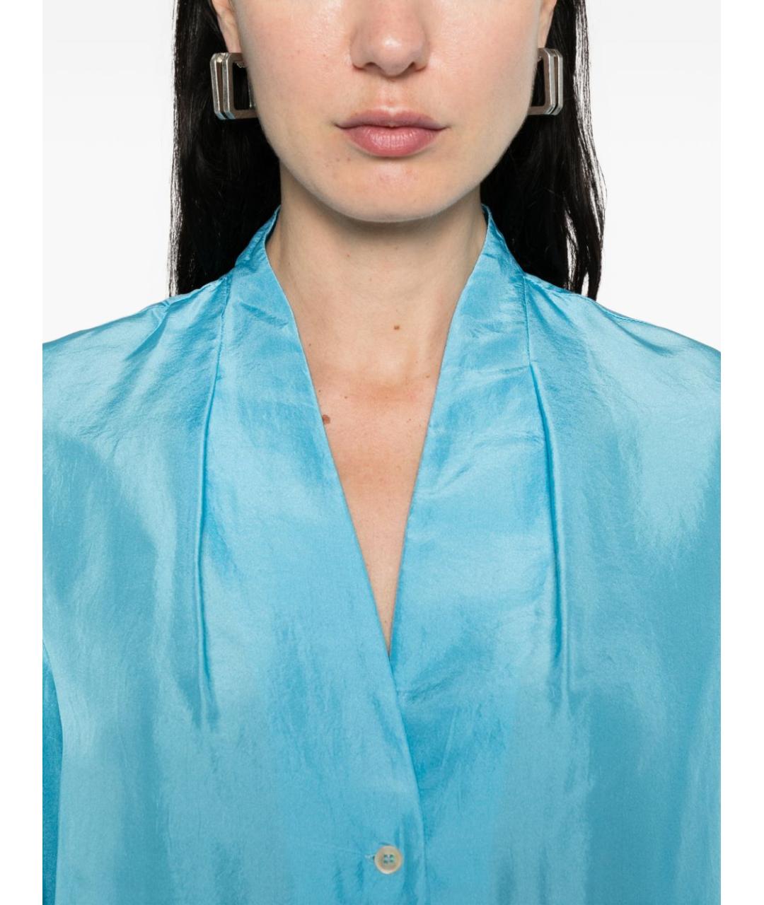 FORTE FORTE Синяя шелковая рубашка, фото 3