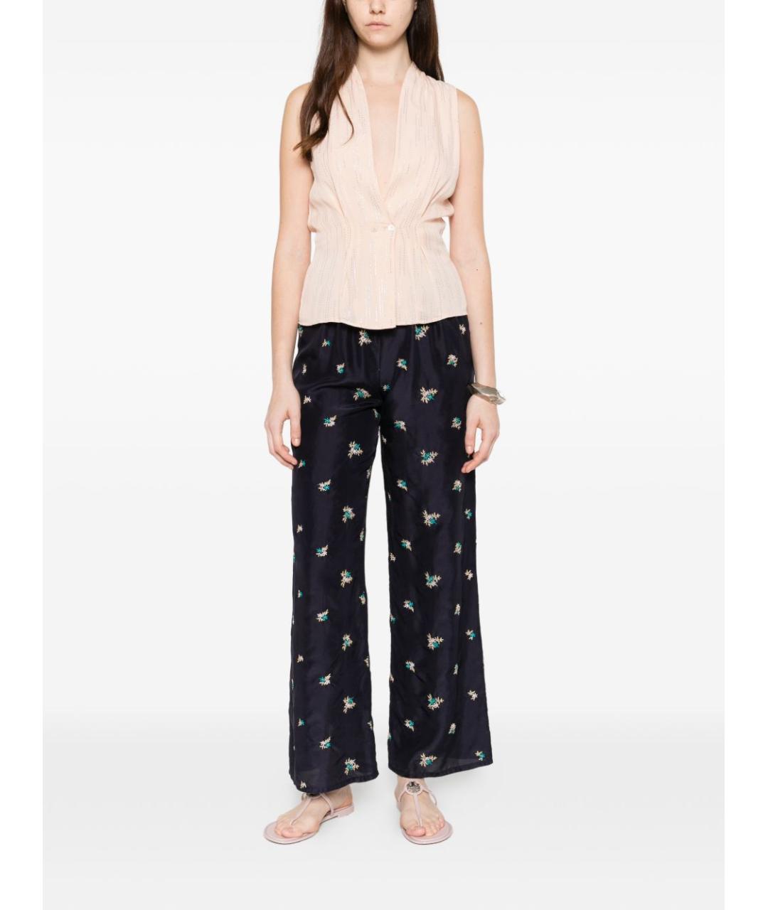 FORTE FORTE Синие шелковые прямые брюки, фото 2