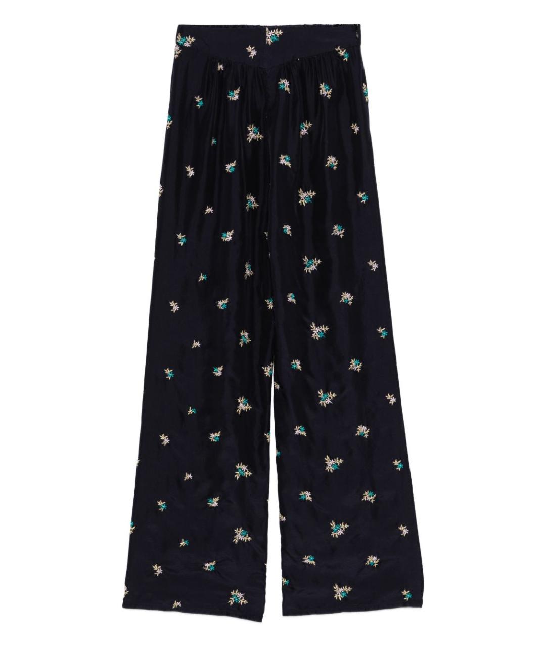 FORTE FORTE Синие шелковые прямые брюки, фото 1