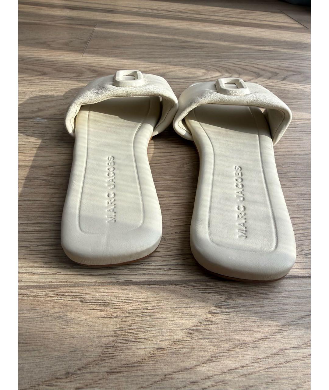MARC JACOBS Бежевые кожаные шлепанцы, фото 4