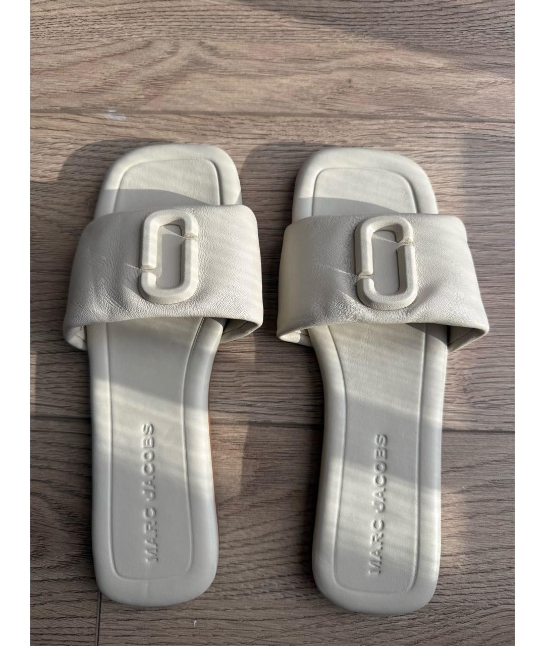 MARC JACOBS Бежевые кожаные шлепанцы, фото 3