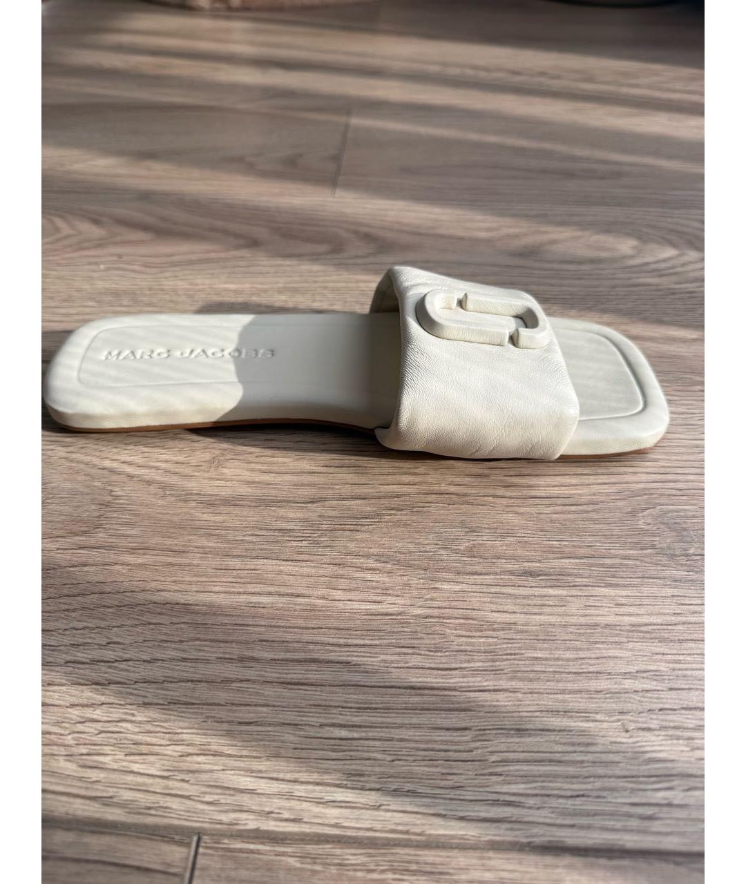 MARC JACOBS Бежевые кожаные шлепанцы, фото 7