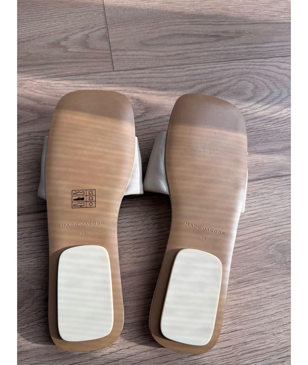 MARC JACOBS Бежевые кожаные шлепанцы, фото 6