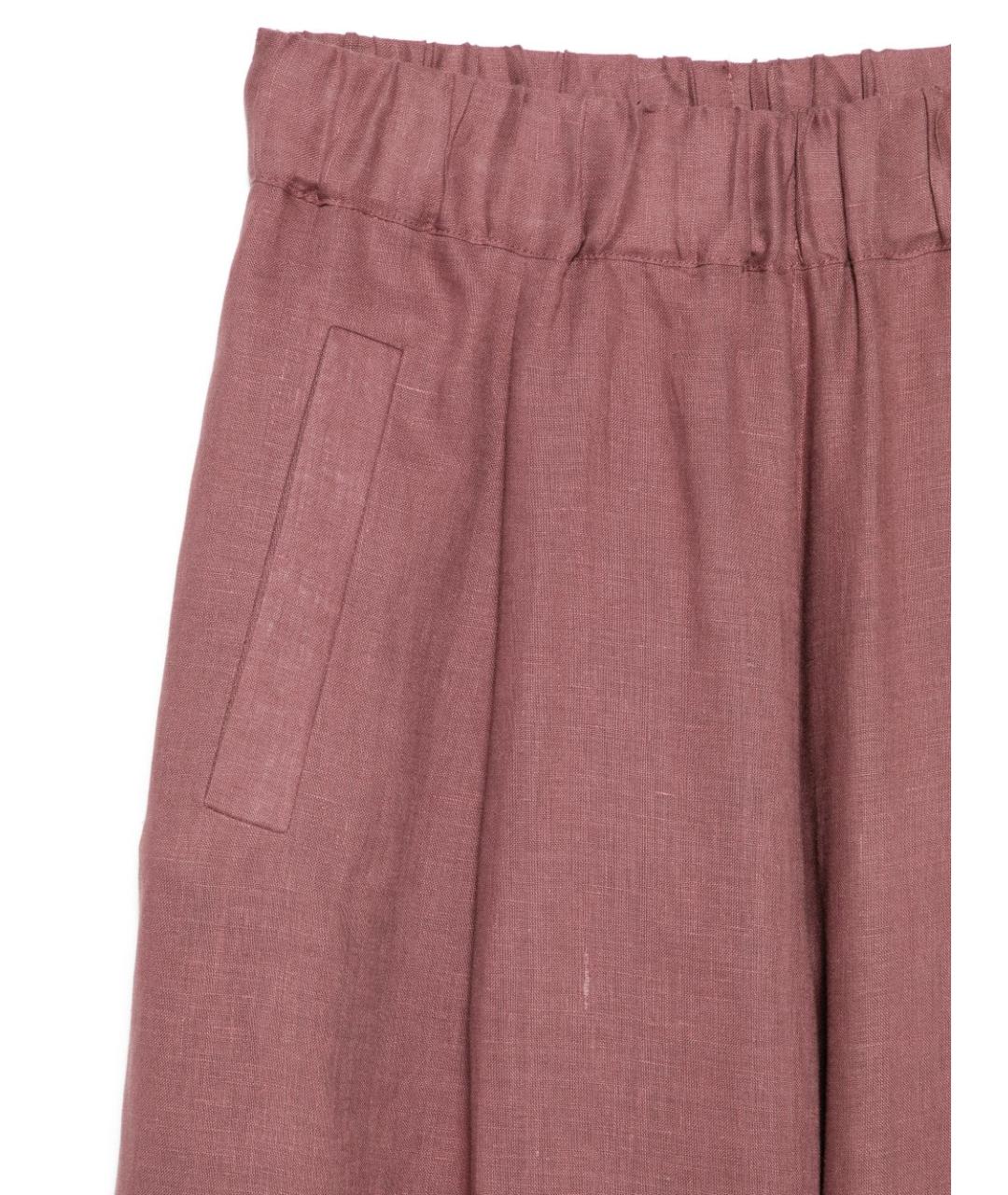 SEMICOUTURE Бордовые льняные прямые брюки, фото 3