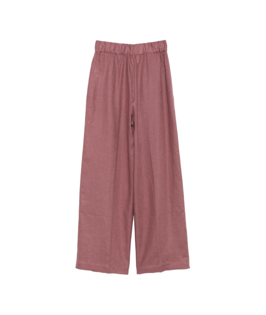 SEMICOUTURE Бордовые льняные прямые брюки, фото 2
