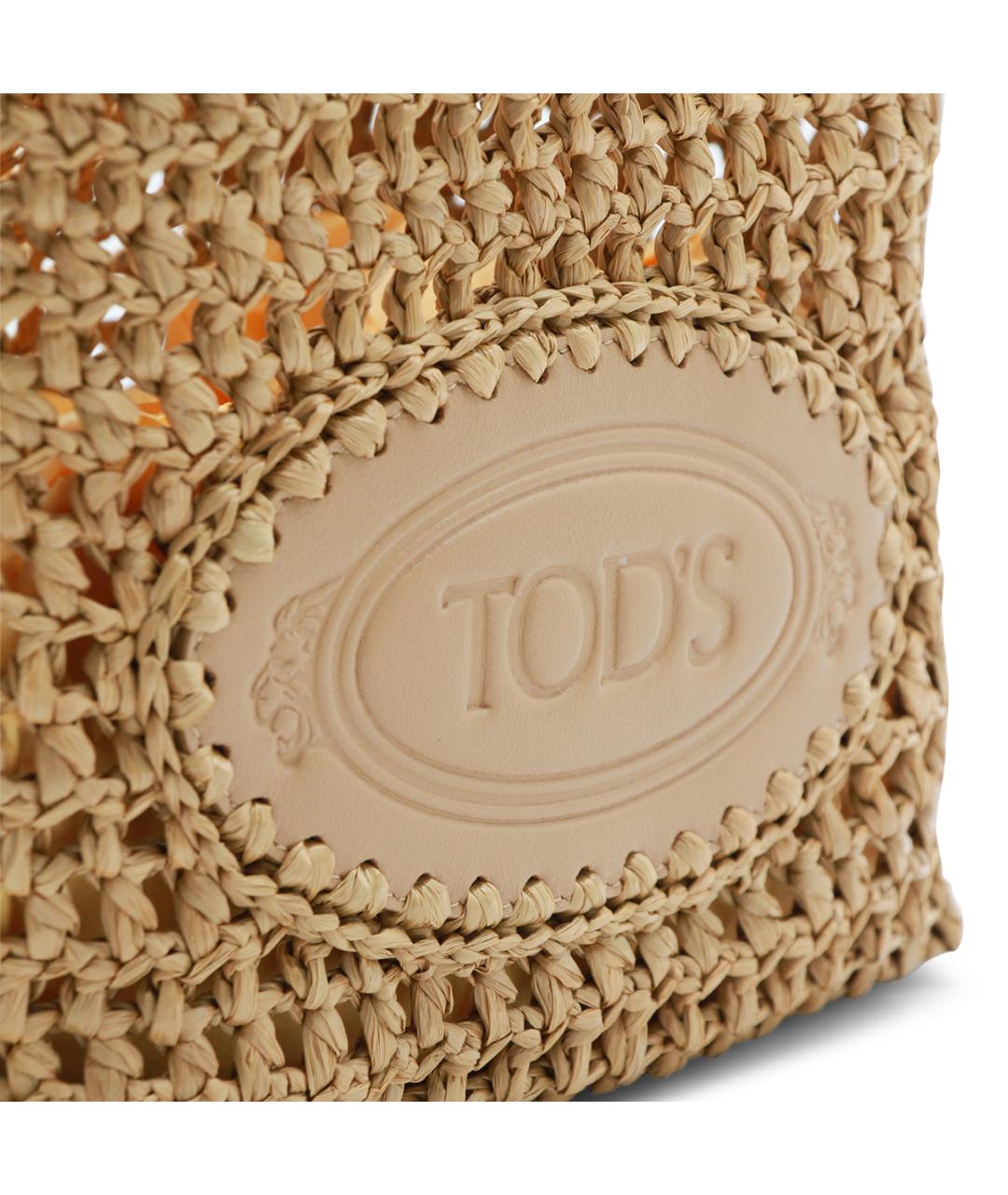 TOD'S Бежевая пелетеная сумка тоут, фото 4