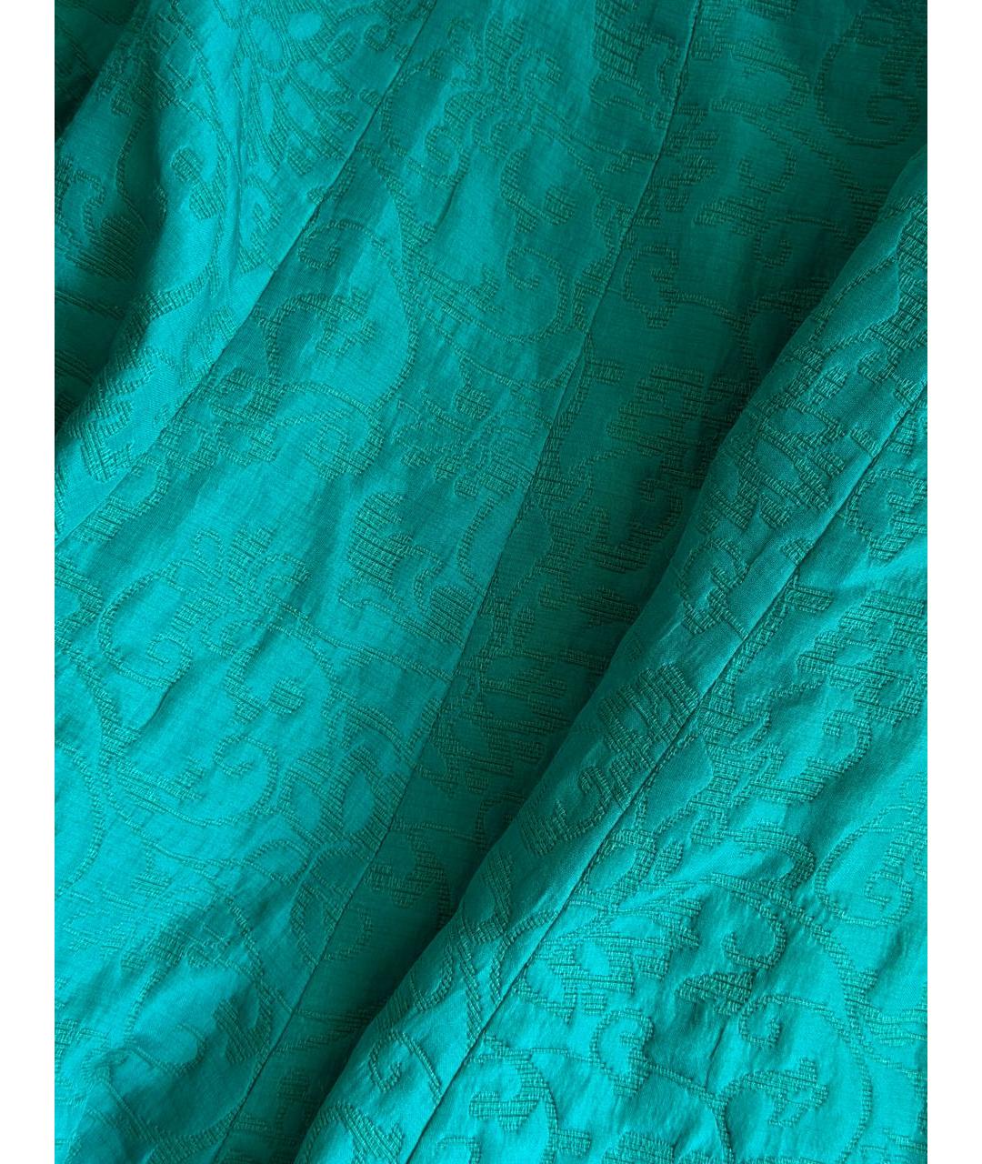 OSCAR DE LA RENTA Бирюзовая шелковая юбка миди, фото 6