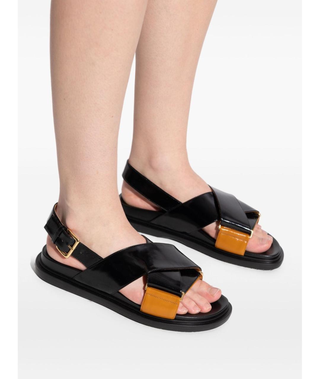 MARNI Черные кожаные сандалии, фото 4