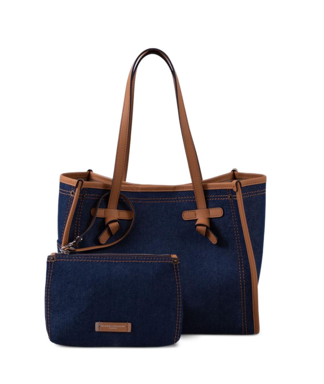 Gianni Chiarini Синяя хлопковая сумка тоут, фото 3