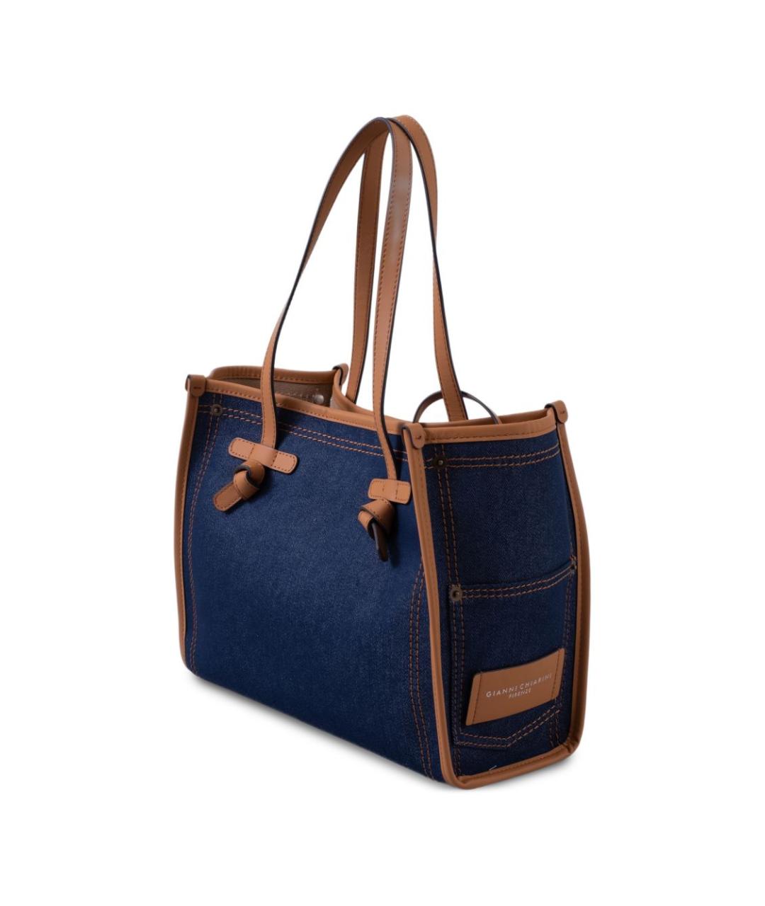 Gianni Chiarini Синяя хлопковая сумка тоут, фото 2