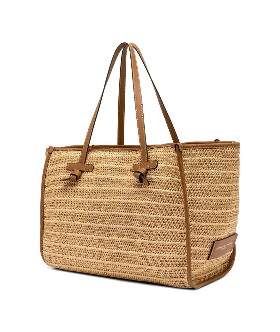 Gianni Chiarini Бежевая пелетеная сумка тоут, фото 2