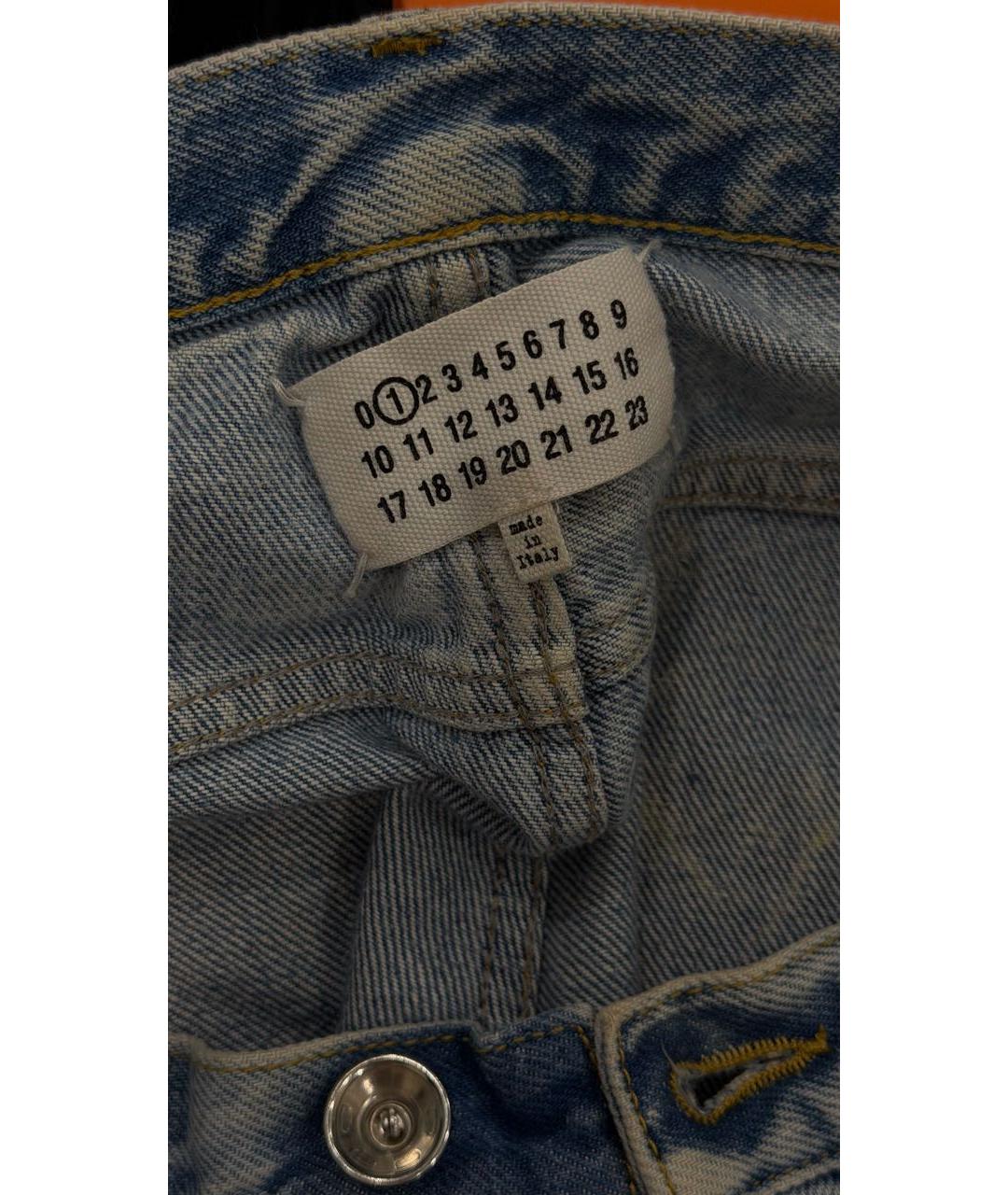 MAISON MARGIELA Голубые хлопковые прямые джинсы, фото 4