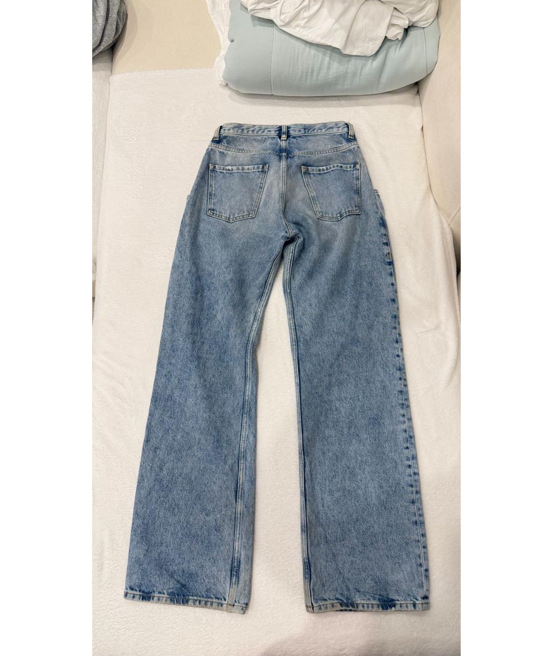MAISON MARGIELA Голубые хлопковые прямые джинсы, фото 2
