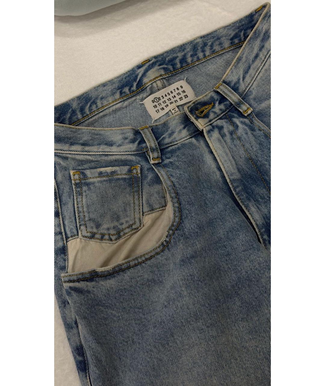 MAISON MARGIELA Голубые хлопковые прямые джинсы, фото 3