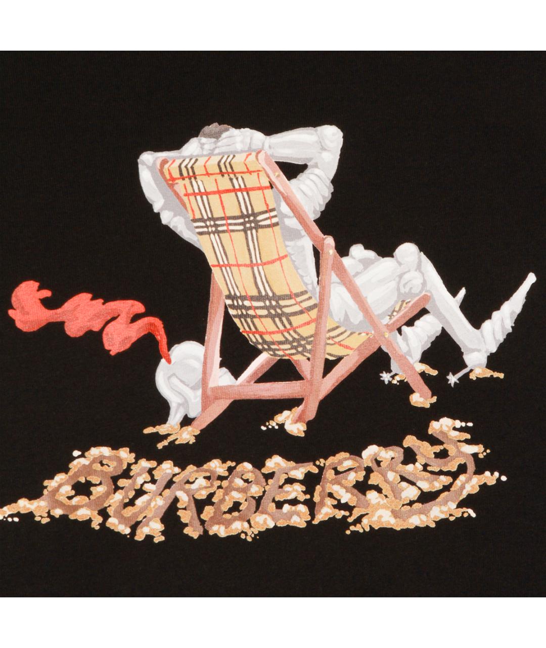 BURBERRY Черная хлопковая футболка, фото 3