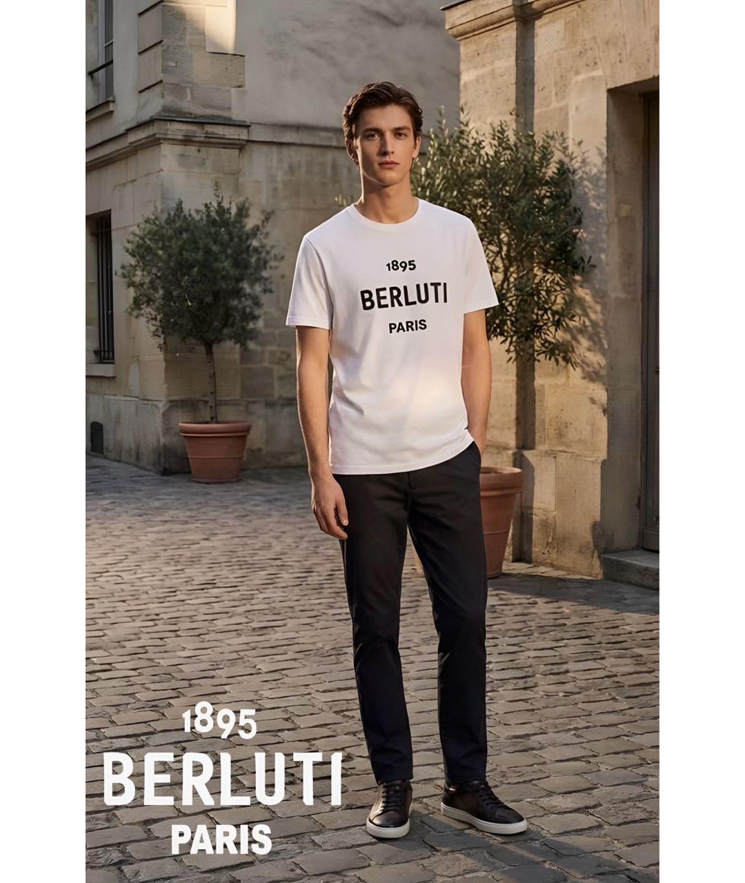 BERLUTI Белая хлопковая футболка, фото 3