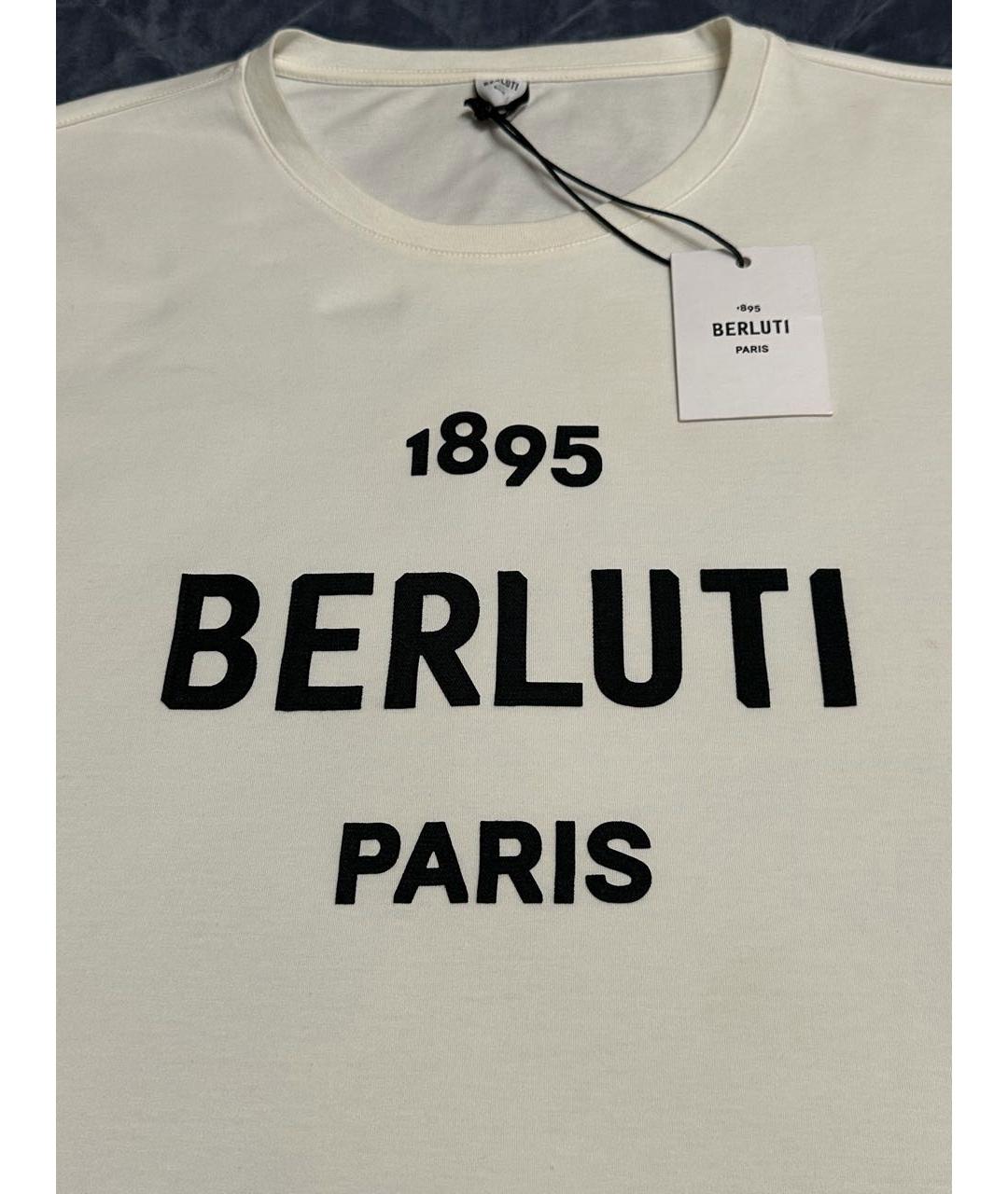 BERLUTI Белая хлопковая футболка, фото 8