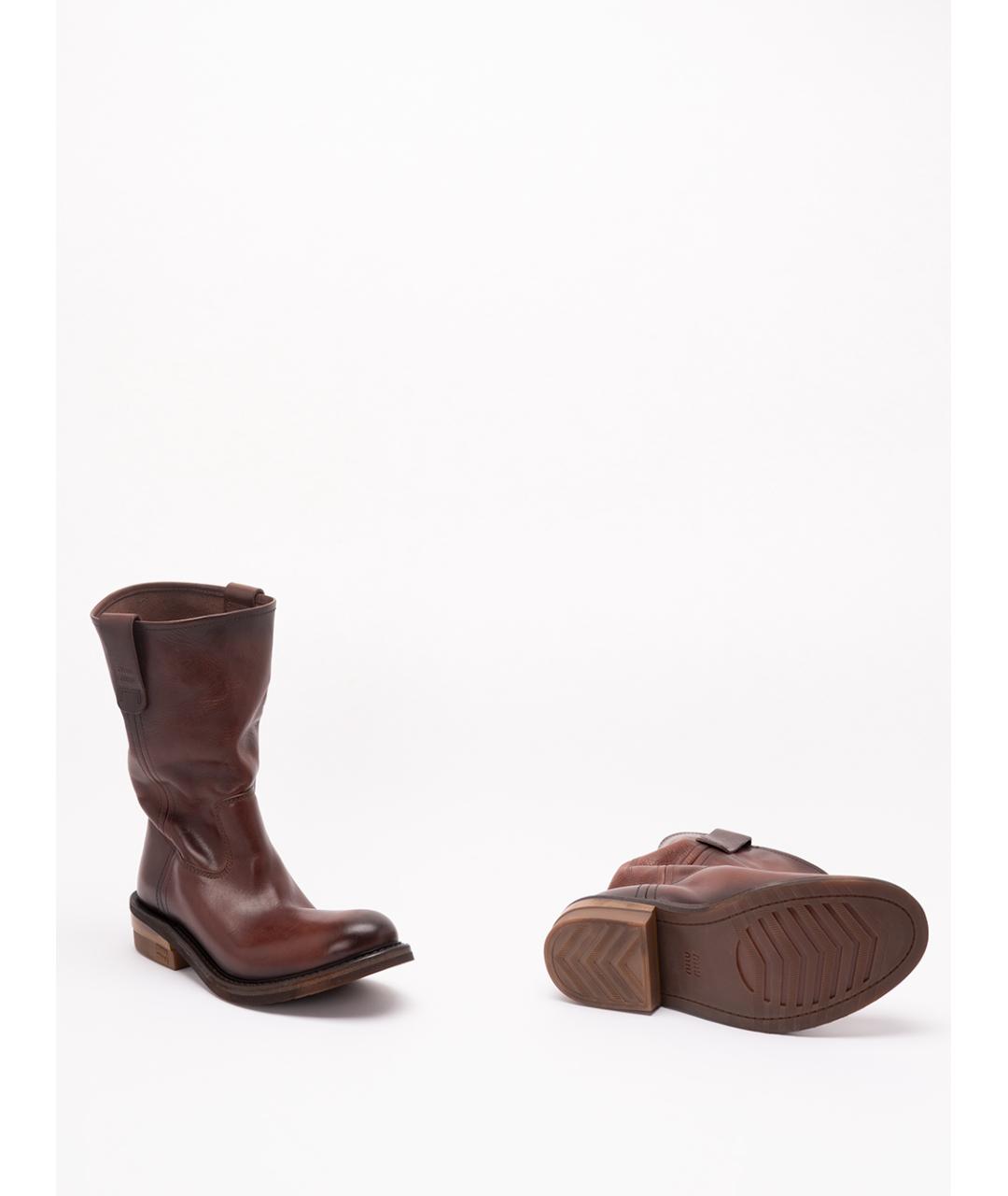 MIU MIU Коричневые кожаные ботинки, фото 4