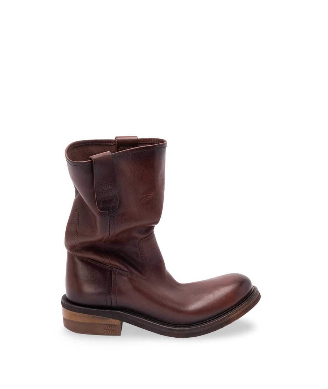 MIU MIU Коричневые кожаные ботинки, фото 6
