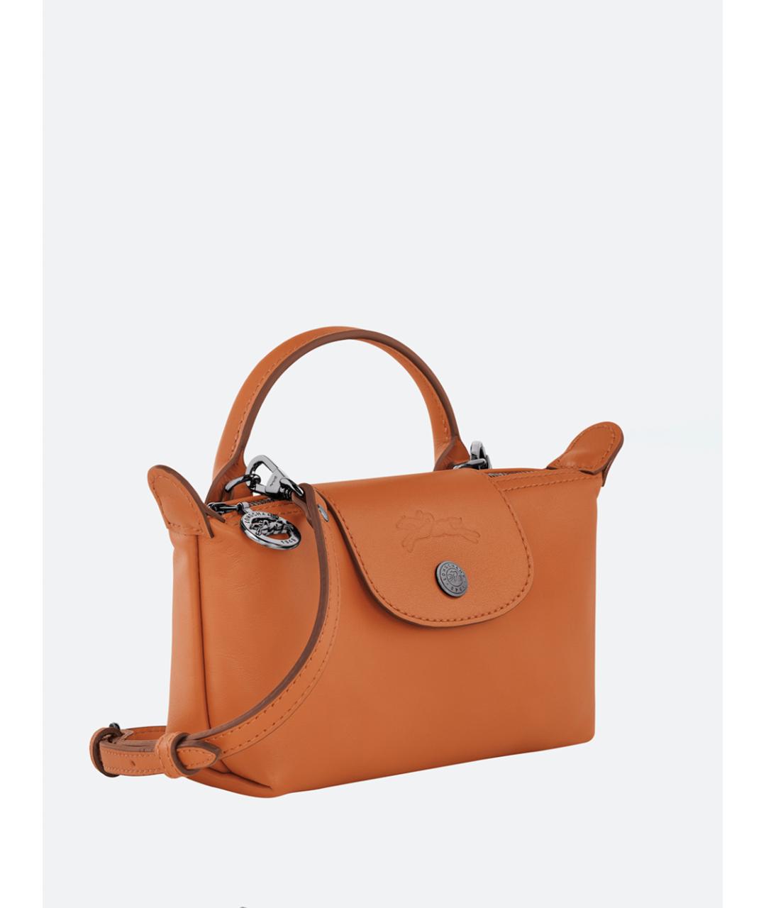 LONGCHAMP Оранжевая кожаная сумка с короткими ручками, фото 3