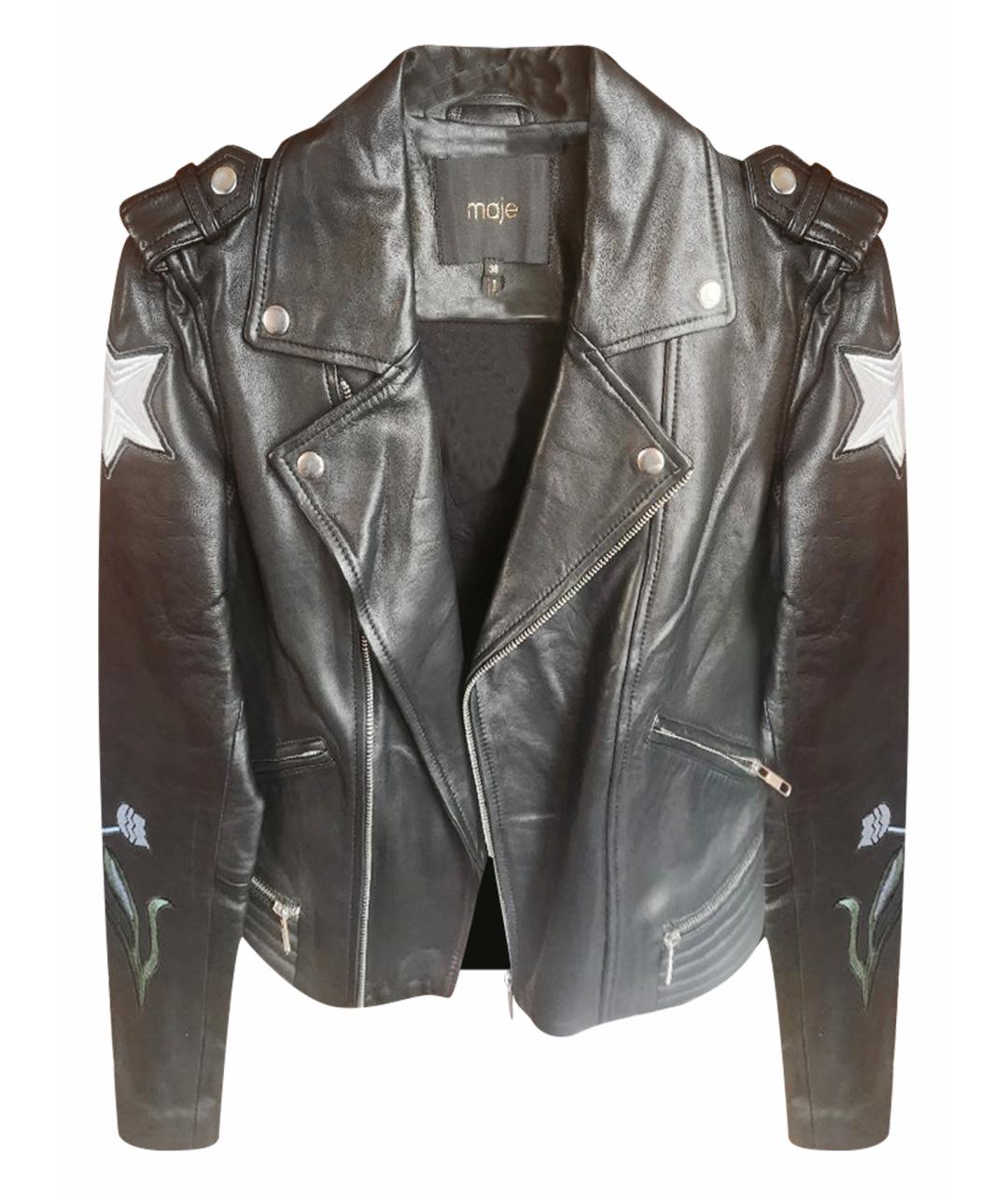 MAJE Черная кожаная куртка, фото 1