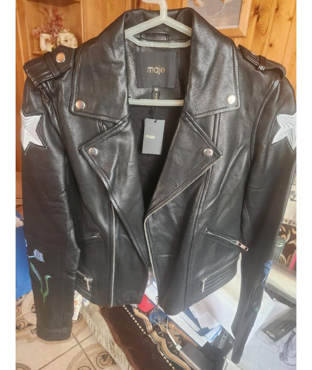 MAJE Черная кожаная куртка, фото 8