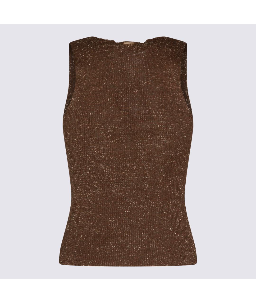 TWIN-SET Коричневая полиэстеровая майка, фото 2