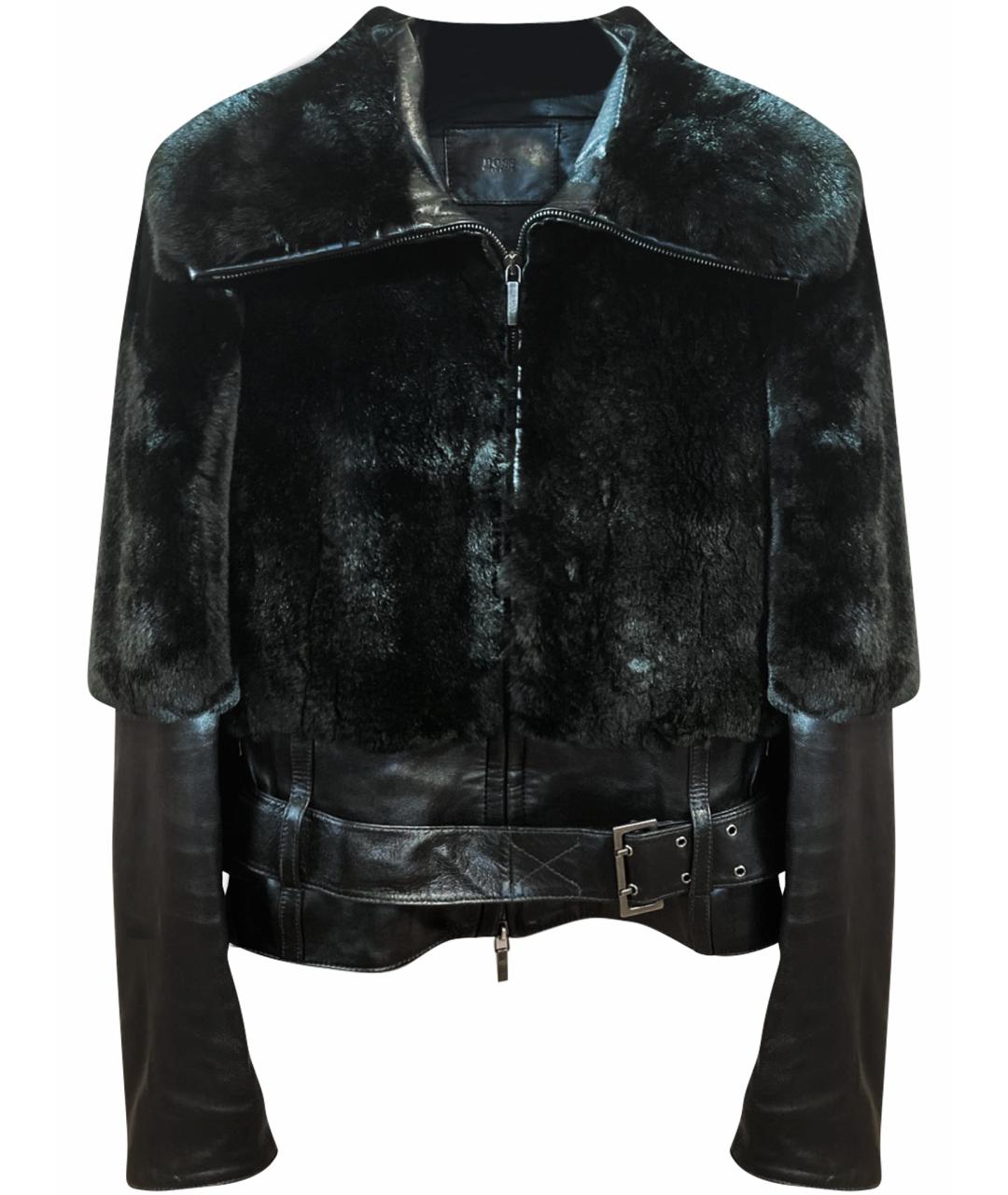 HUGO BOSS Черная кожаная куртка, фото 1
