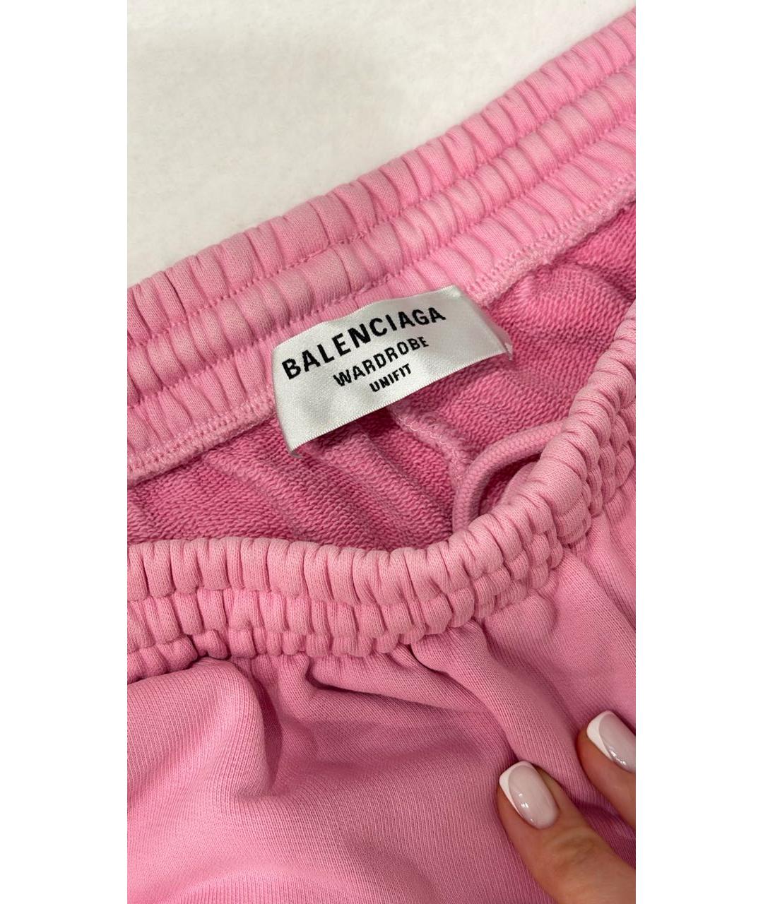 BALENCIAGA Розовые хлопковые спортивные брюки и шорты, фото 3