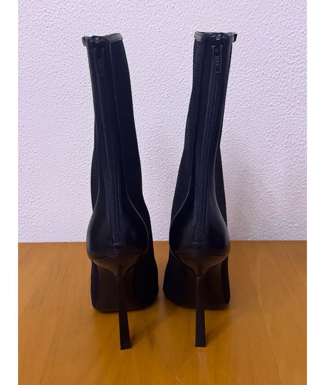 SAINT LAURENT Черные текстильные сапоги, фото 4