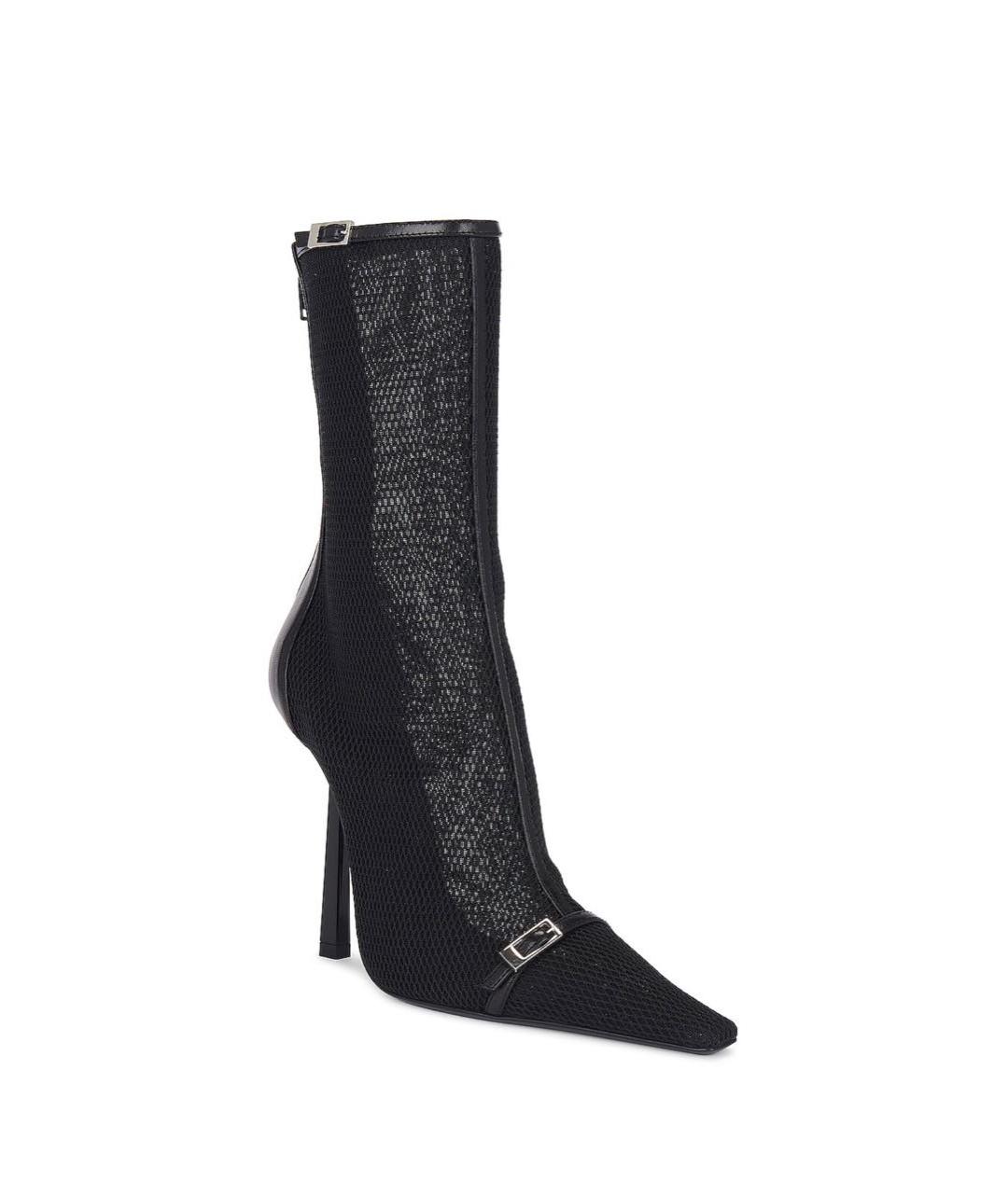 SAINT LAURENT Черные текстильные сапоги, фото 6