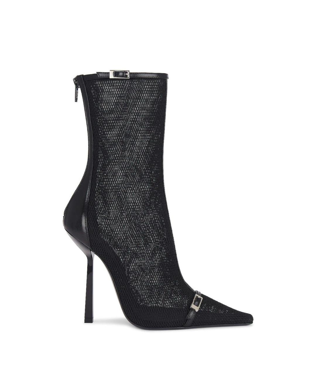 SAINT LAURENT Черные текстильные сапоги, фото 9