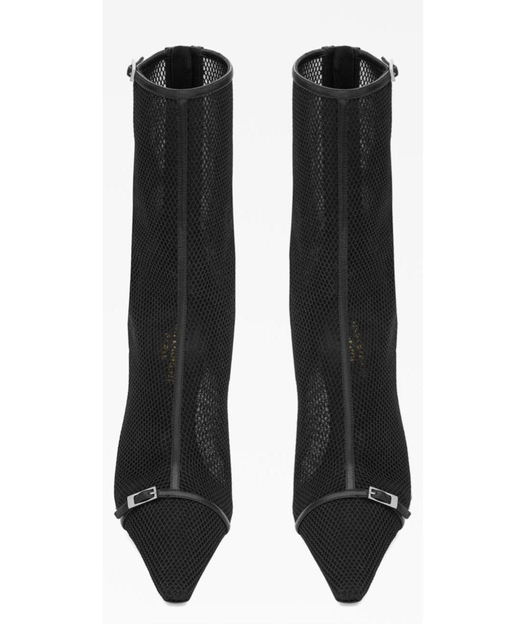 SAINT LAURENT Черные текстильные сапоги, фото 2